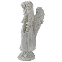 10" Ivory Angel Girl with Floral Crown Garden Statue
