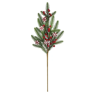 28" Green Pine with Candy & Red Berry Stem by Ashland®
