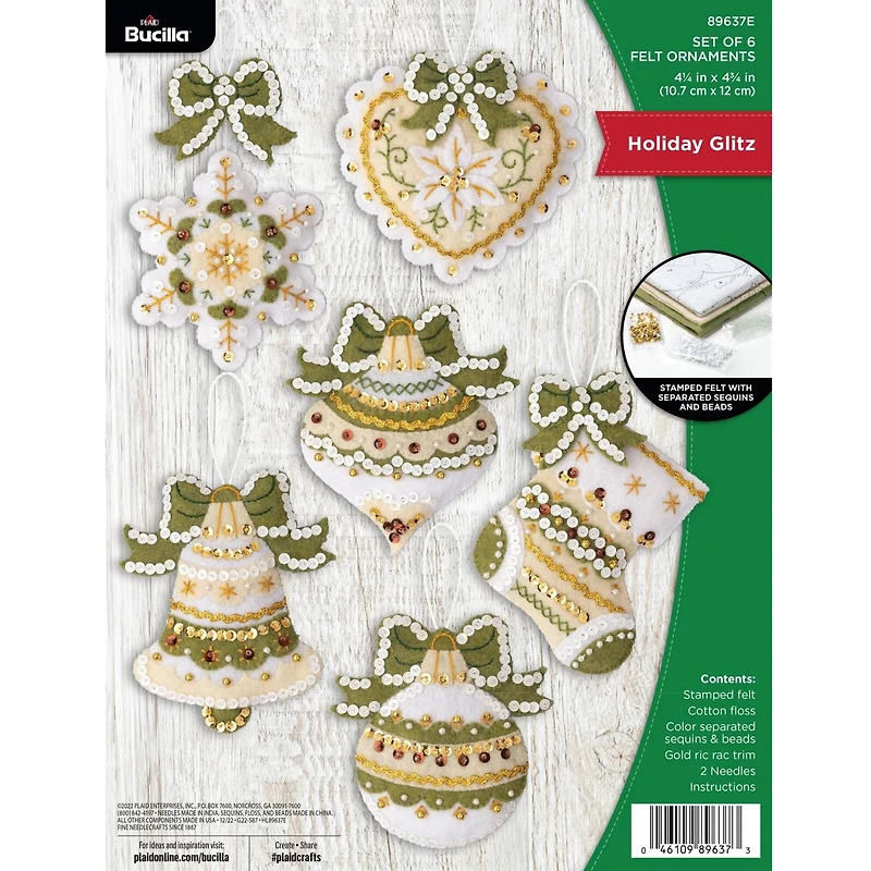 Bucilla® Holiday Glitz Felt Ornament Kit