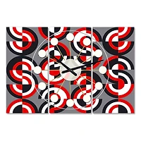 Designart Retro Circular Pattern Geometrical Mid-Century Modern Multipanel Wall Clock