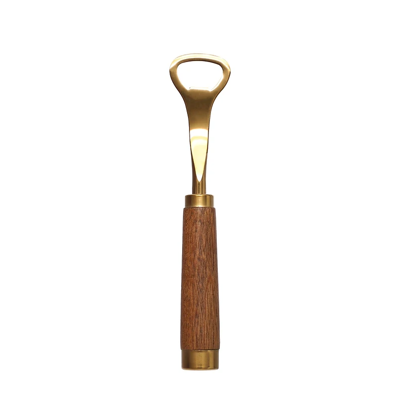 7.75" Gold Metal & Wood Bottle Opener by Ashland®