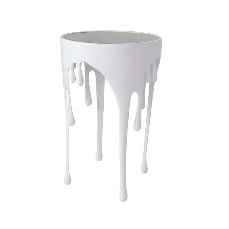 White Aluminum Drip Accent Table with Melting Designed Body