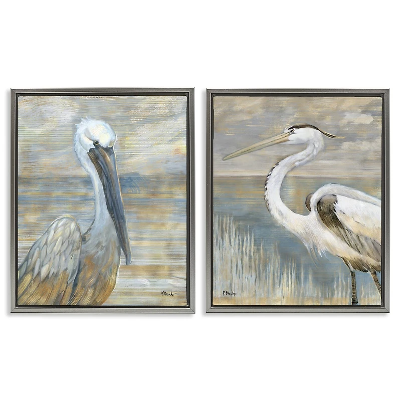 Stupell Industries Sea Birds Abstract Beach Floater Framed Art
