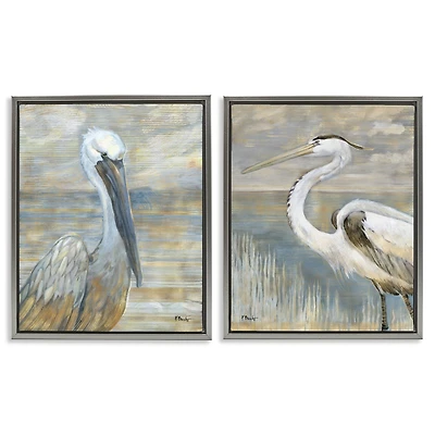 Stupell Industries Sea Birds Abstract Beach Floater Framed Art