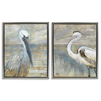 Stupell Industries Sea Birds Abstract Beach Floater Framed Art