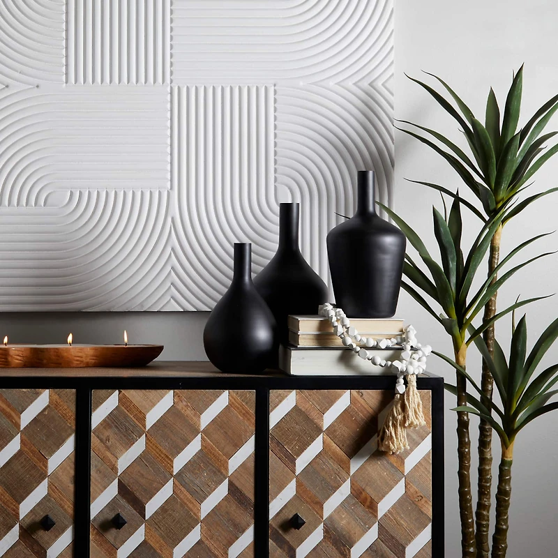 The Novogratz Black Glass Vase Set of 3 14", 13", 12"