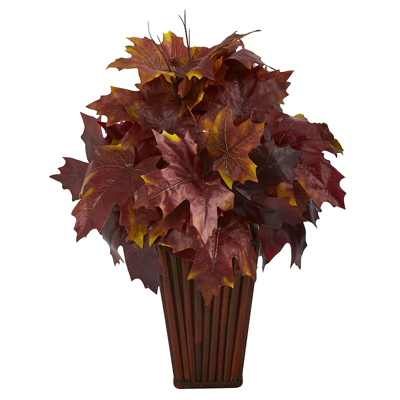 19" Autumn Maple Leaf Plant in Decorative Planter