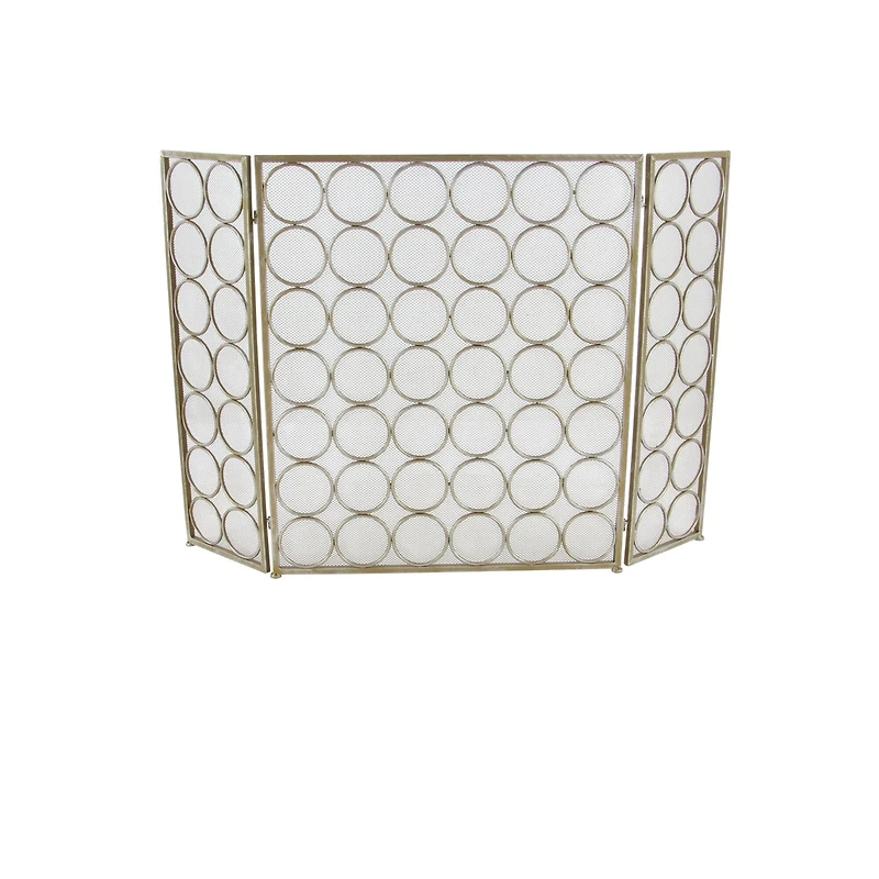 Brass Metal Modern Fireplace Screen, 32" x 47" x 1"