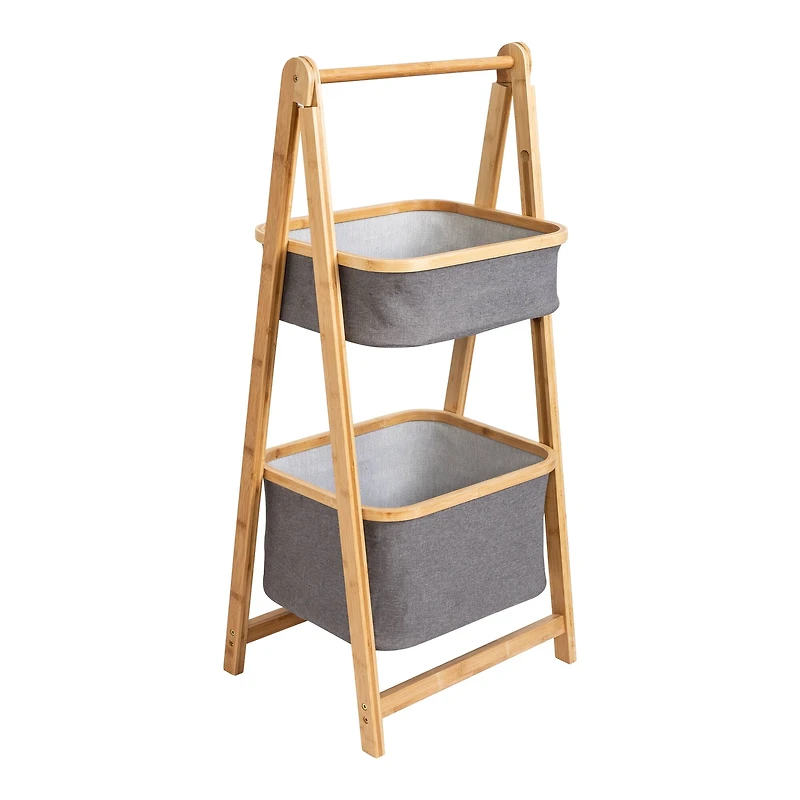 Honey Can Do Bamboo & Canvas 2-Tier Collapsible Shelves