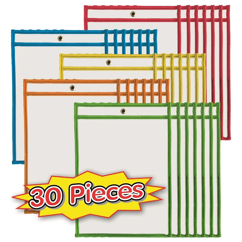 Charles Leonard Dry Erase Pockets, 30ct.