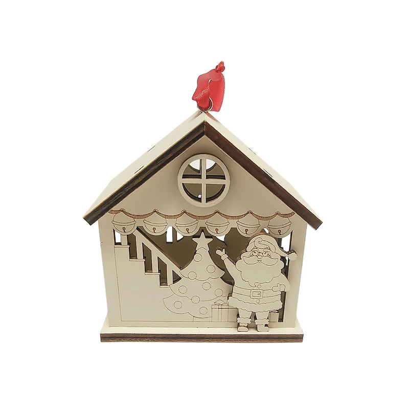 3.75" Unfinished Santa Claus House DIY LED Wood Ornament by Make Market®