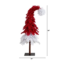 7ft. Pre-Lit Red & White Santa’s Hat Artificial Christmas Tree, Red & White LED Light