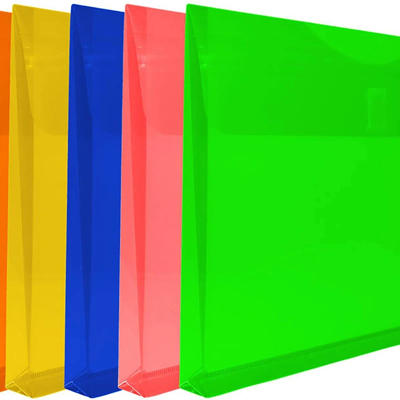 JAM Paper 9.75" x 13" Assorted Plastic Hook & Loop Expansion Booklet Envelopes, 12ct.