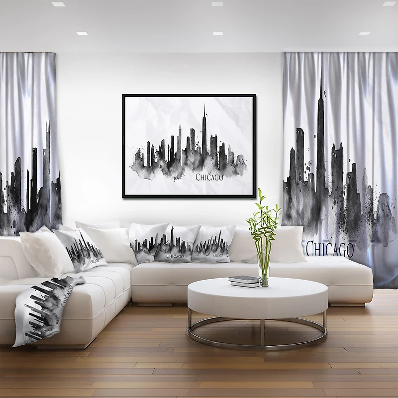 Designart - Chicago Black Silhouette