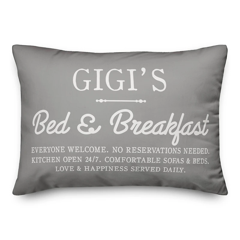 Gigi's Bed & Breakfast Throw Pillow
