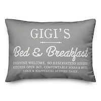 Gigi's Bed & Breakfast Throw Pillow