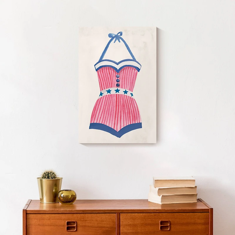 Candy Cane Swimsuit Canvas Wall Art