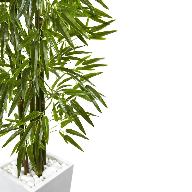 5ft. UV Resistant Bamboo Tree in White Planter