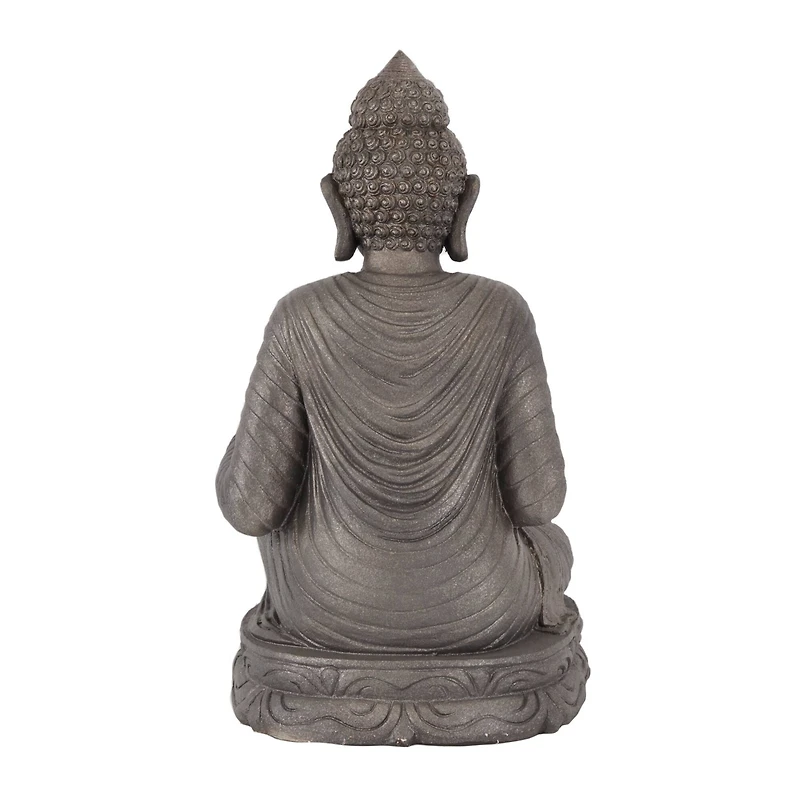 Dark Brown Traditional Buddha Garden Sculpture, 19" x 15" x 36"