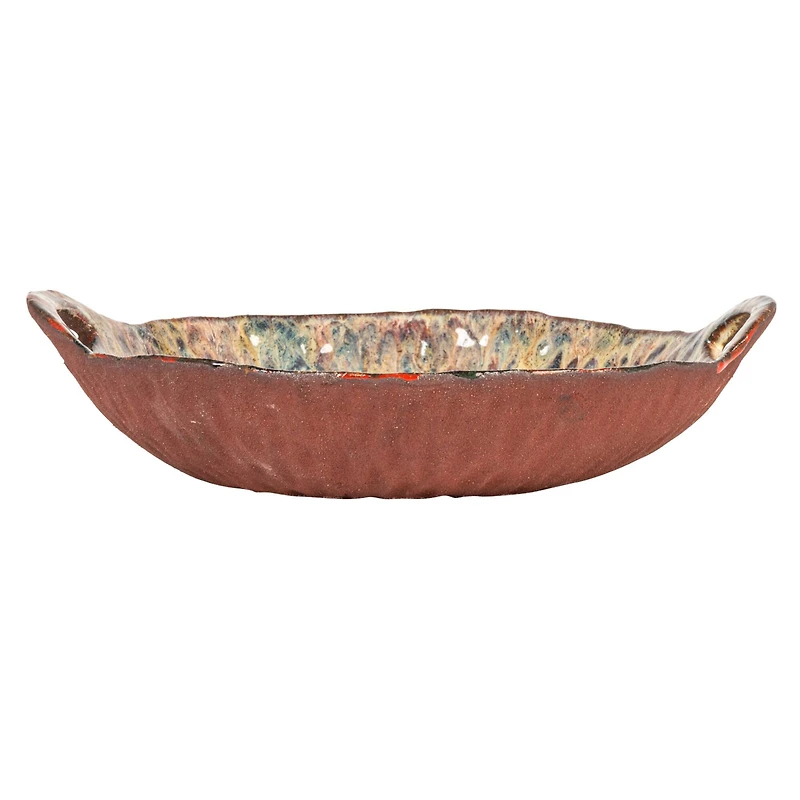 Hello Honey® 10.75" Multicolor Round Stoneware Bowl with Handles
