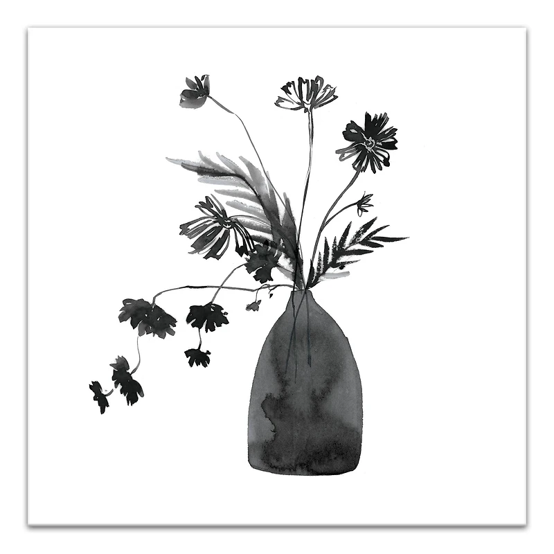 Monochromatic Floral III 30" x 30" Canvas Wall Art