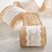 3.5'' x 2 yd. Lace Burlap Ribbon by Celebrate It®
