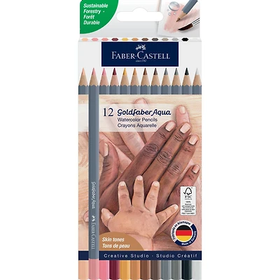 Faber-Castell® Goldfaber Aqua 12 Color Skin Tone Watercolor Pencil Set