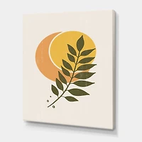 Designart - Abstract Geometrical Sun and Moon With Leaf V
