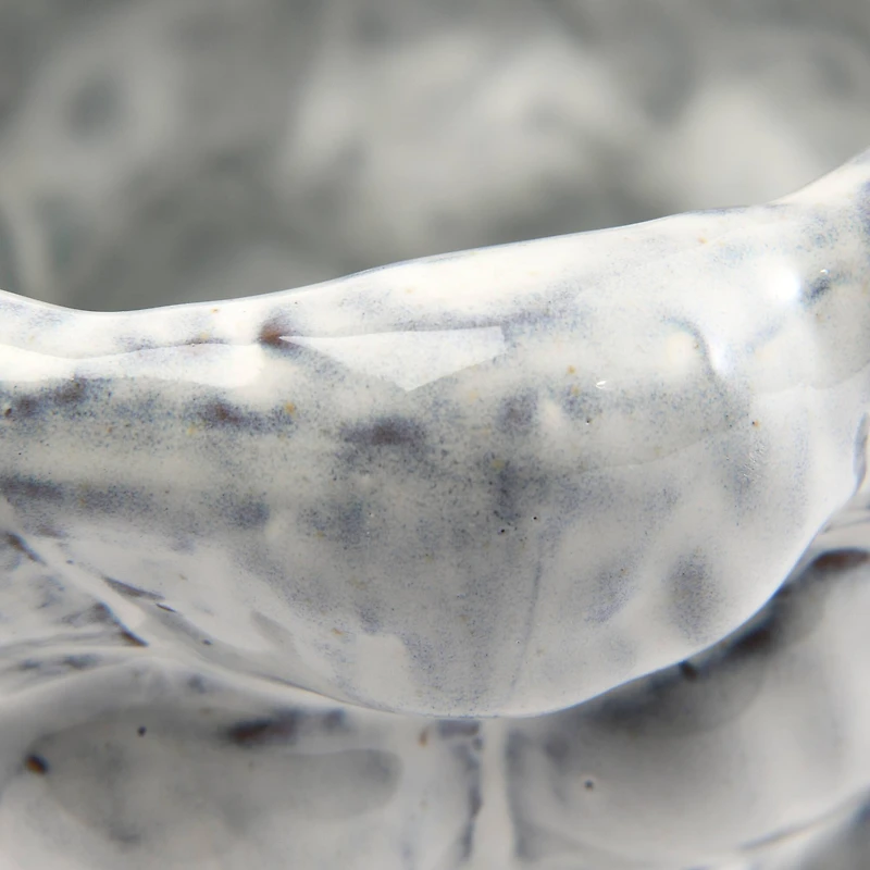 Hello Honey® 6.5" White Organically Shaped Stoneware Planter with Raised Dot Design