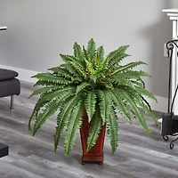 2.5ft. Boston Fern in Wood Vase