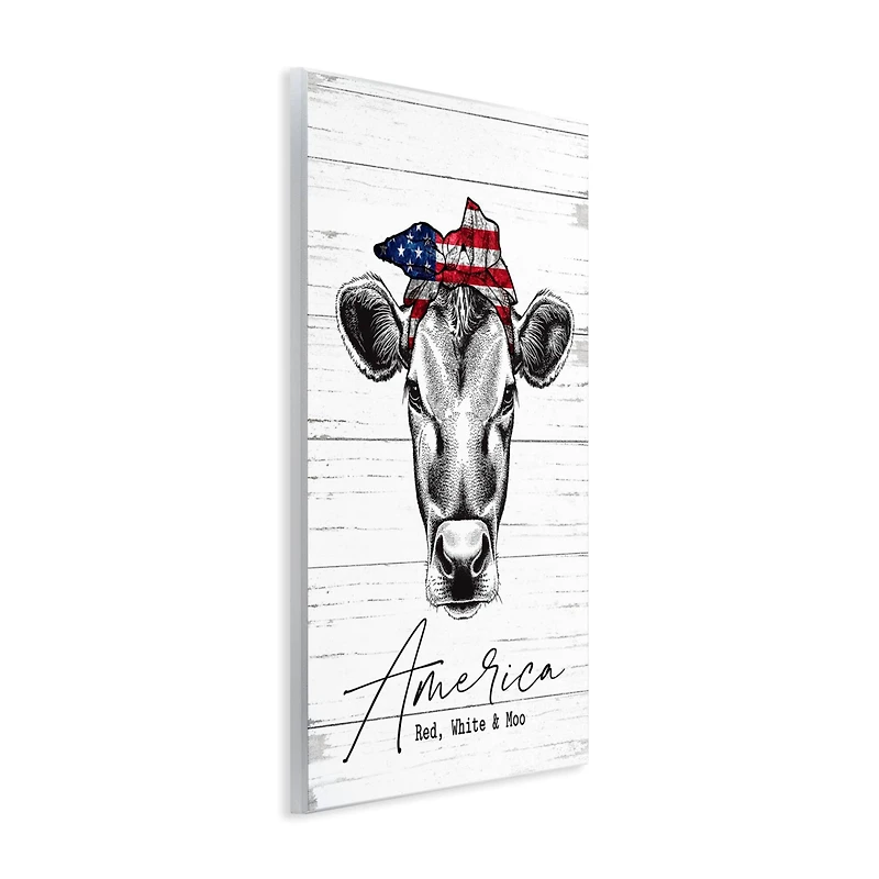 Stupell Industries Americana Cow Red White and Moo Country Farm Quote Wall Plaque Art