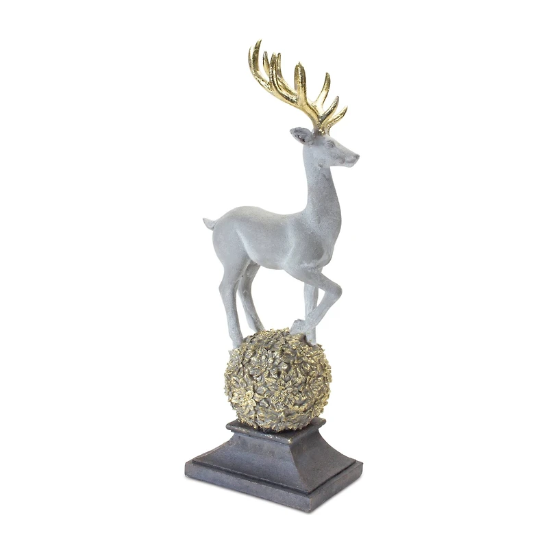 18" Winter Deer Figurine on Orb