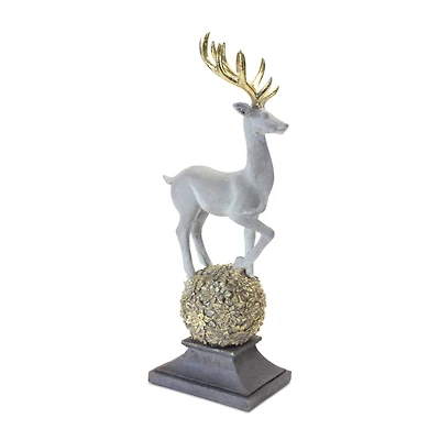 18" Winter Deer Figurine on Orb