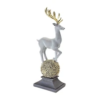 18" Winter Deer Figurine on Orb