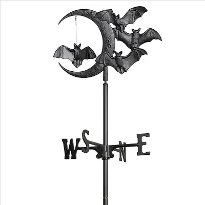 Design Toscano Garden Stake Crescent Moon Vampire Bats Metal Weathervane