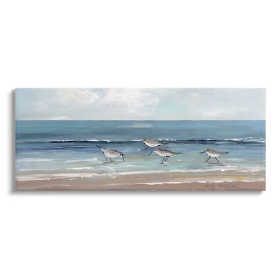 Stupell Industries Sandpipers Birds Cloudy Sky Beach Shore Painting Canvas Wall Art