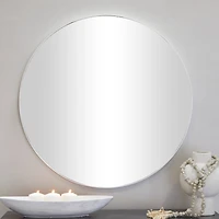 White Wood Thin Framed Wall Mirror 36" x 1" x 36"
