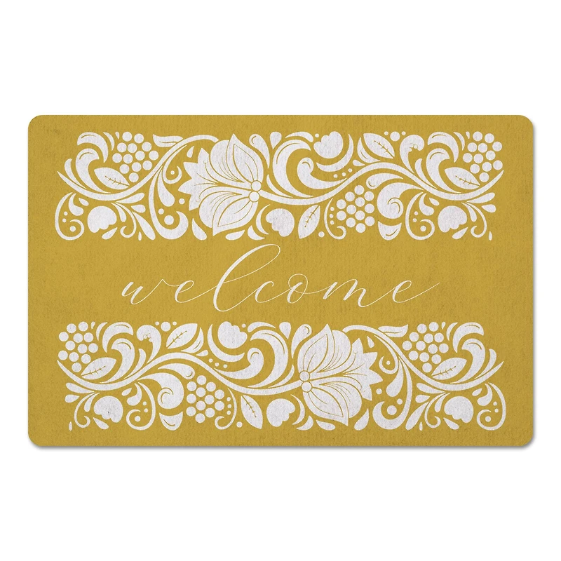 Folk Floral Border 27" x 18" Floor Mat