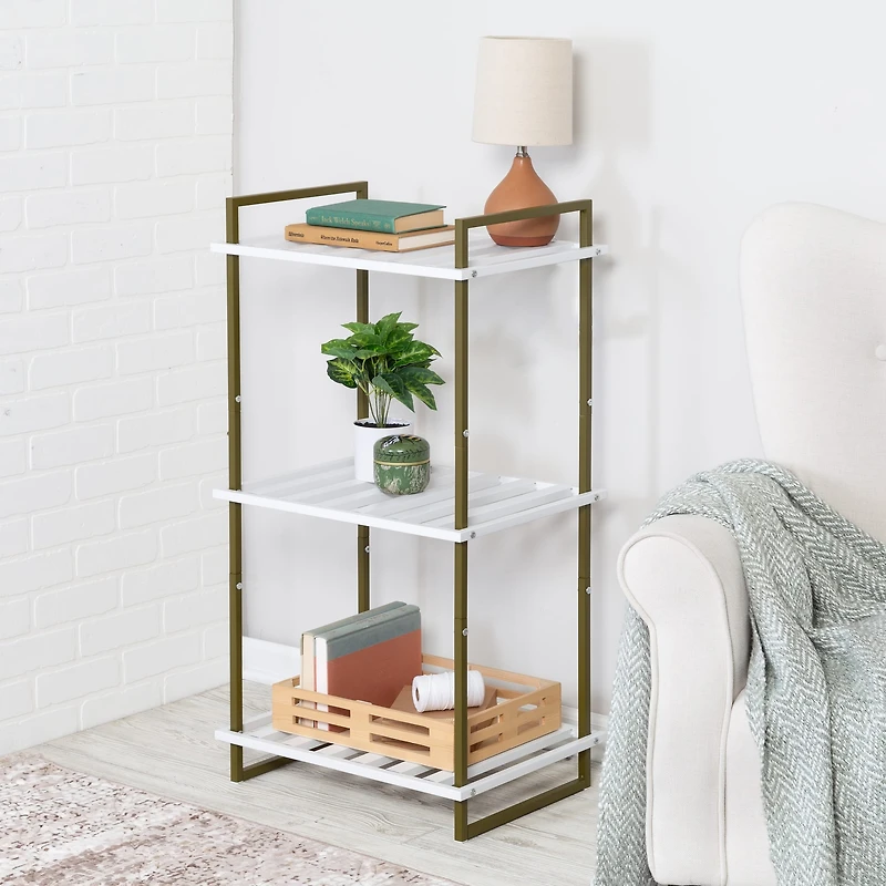 6 Pack: Honey Can Do Olive & White 3-Tier Tubular Metal Shelf