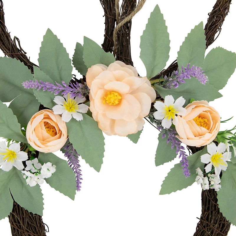 15" Bunny Ears Floral Easter Twig Wreath