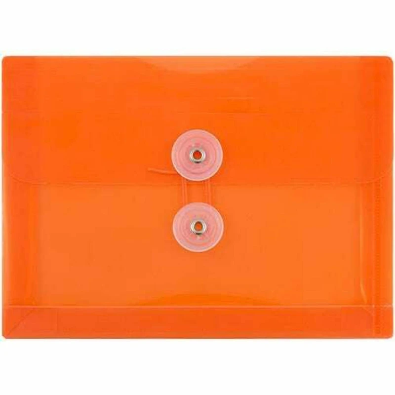 JAM Paper 5.5" x 7.5" Orange Plastic Button String Booklet Envelopes, 24ct.