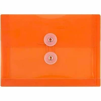 JAM Paper 5.5" x 7.5" Orange Plastic Button String Booklet Envelopes, 24ct.