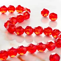 Ruby Faceted Glass Round Beads, 10mm by Bead Landing™