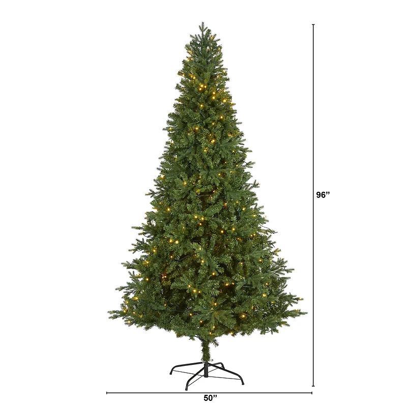 8ft. Pre-Lit Vermont Fir Artificial Christmas Tree with Clear LED Lights