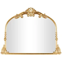 44" x 34" Gold Metal Ornate Arched Baroque Wall Mirror