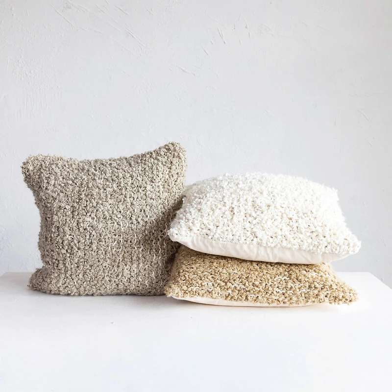 Hello Honey® 20" Woven Cotton Blend Bouclé Pillow