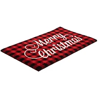 Red and Black Plaid "Merry Christmas" Natural Coir Christmas Outdoor Doormat 18" x 30"