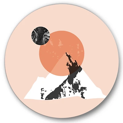 Designart - Modern Minimalist Mountain Sun and Moon