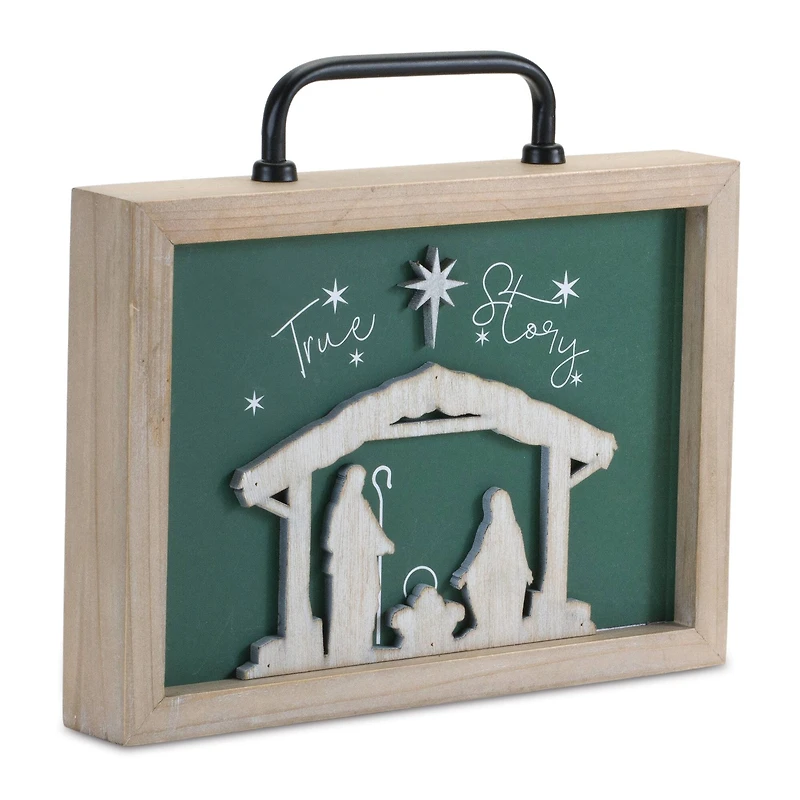 9.5" True Story Nativity Plaque with Handle