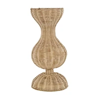 16.25" Brown Rattan Hourglass Vase with Dome Base